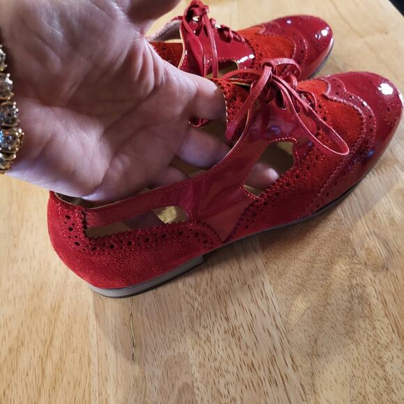 Girotti Italian Suede & Patten Leather Oxford Cutout Size 40 9.5 US - Picture 4 of 9